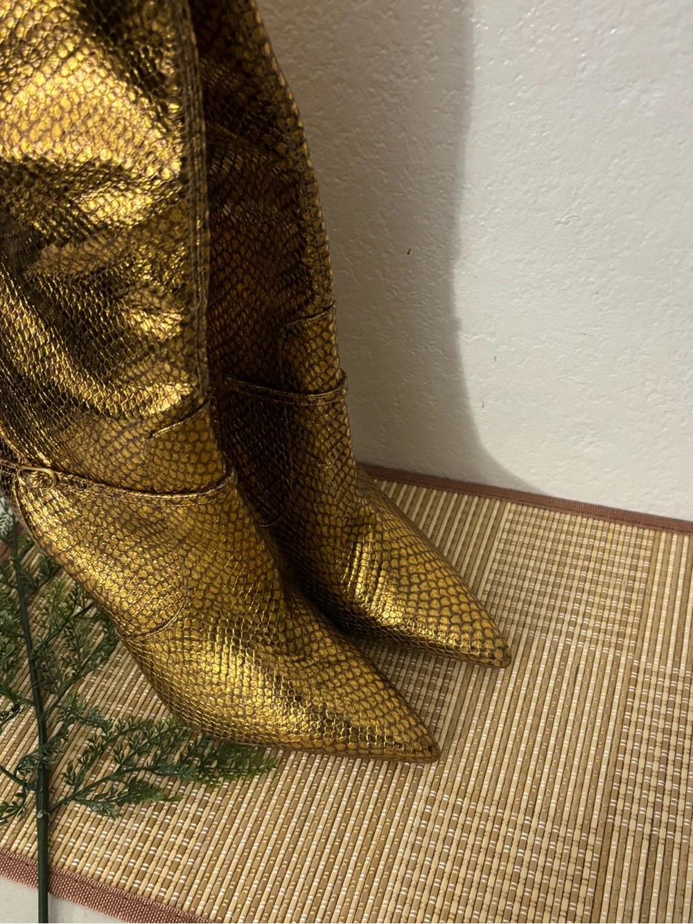 Sam Edelman Woman ELIA Medallion Gold Snake Knee High Boot Size: 8.5M